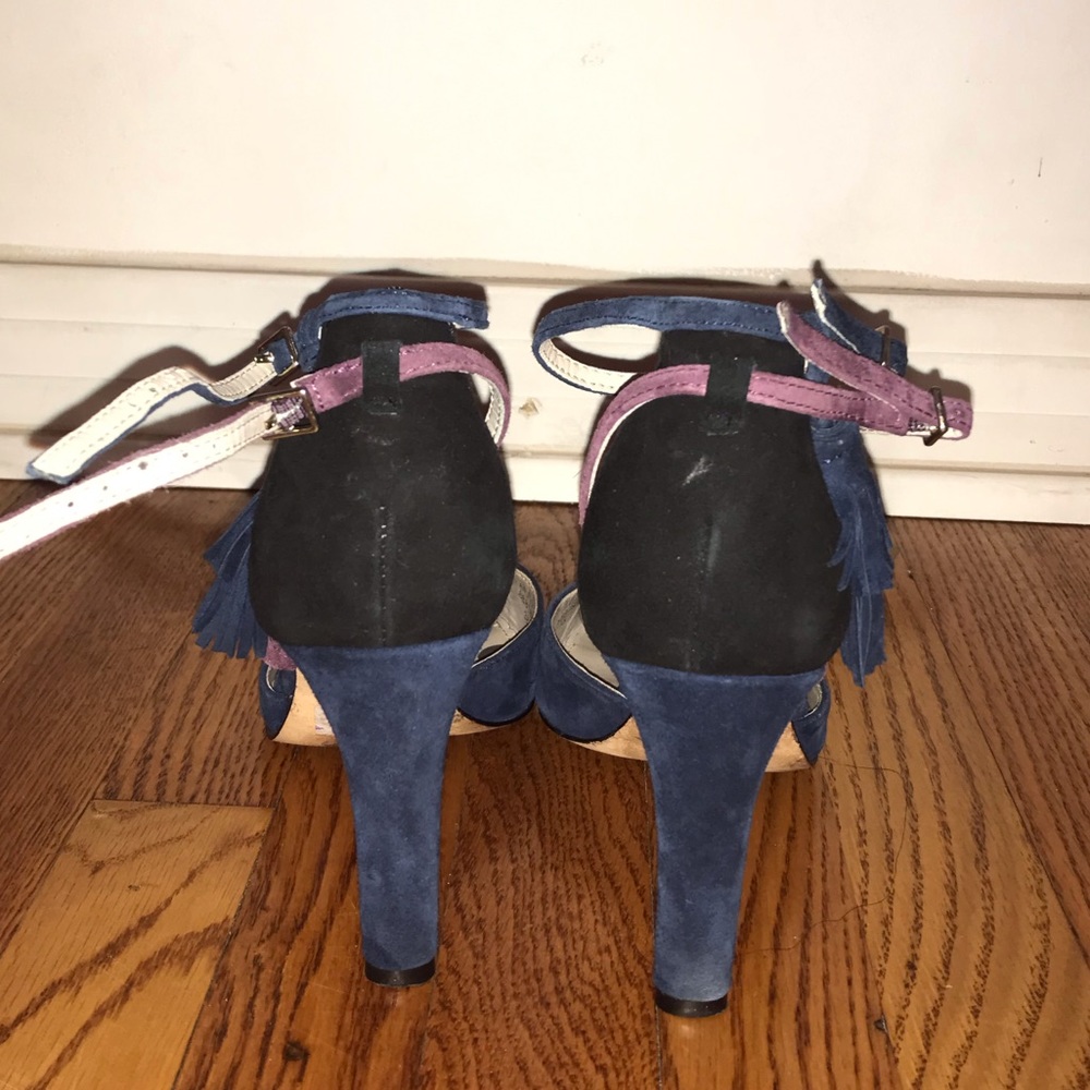 Boden Navy Purple Suede Point Toe Heel Tassel - Picture 11 of 16